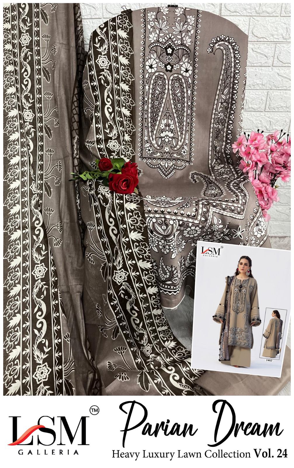 Parian Dream Vol 24 Lsm Galleria Lawn Cotton Karachi Salwar Suits Wholesaler India