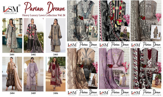 Parian Dream Vol 24 Lsm Galleria Lawn Cotton Karachi Salwar Suits Wholesaler India