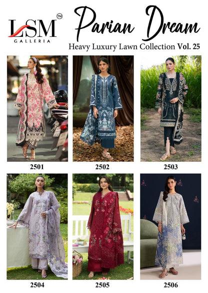 Parian Dream Vol 25 Lsm Galleria Lawn Cotton Karachi Salwar Suits Manufacturer Ahmedabad