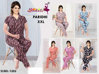 Paridhi 1202 Saheli Sinker Collar Night Suits Wholesale Price
