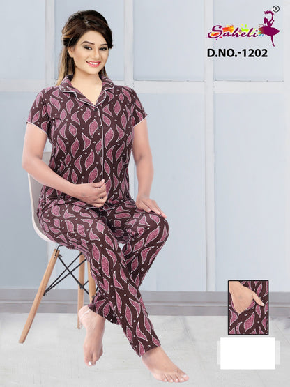 Paridhi 1202 Saheli Sinker Collar Night Suits Wholesale Price