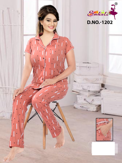 Paridhi 1202 Saheli Sinker Collar Night Suits Wholesale Price