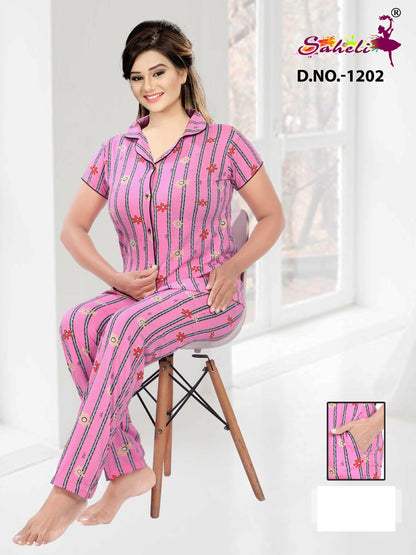 Paridhi 1202 Saheli Sinker Collar Night Suits Wholesale Price