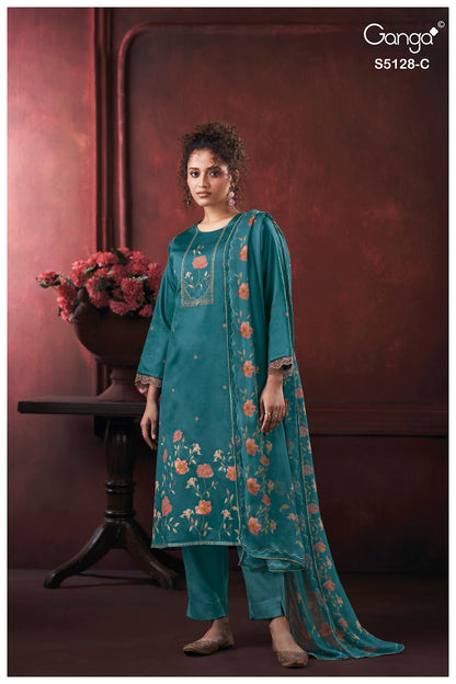 Paridhi S5128 Ganga Cotton Satin Pant Style Suits Exporter Gujarat