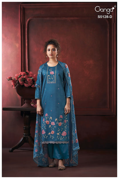 Paridhi S5128 Ganga Cotton Satin Pant Style Suits Exporter Gujarat