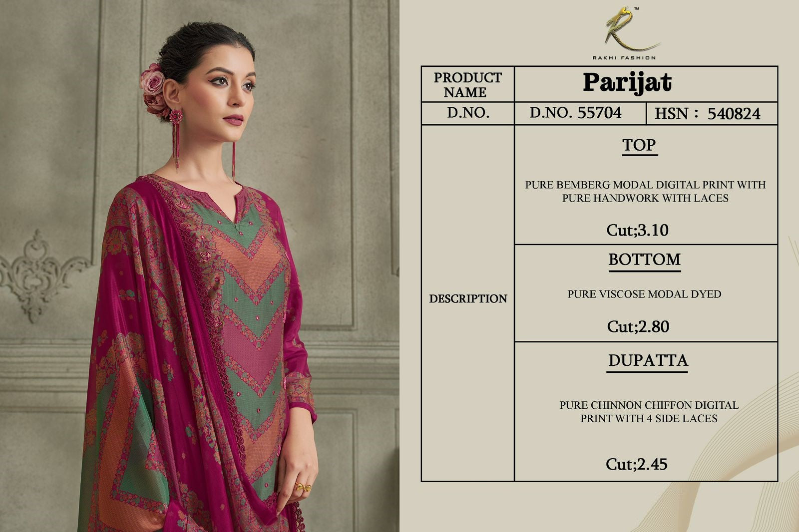 Parijat 55704 Rakhi Fashion Bemberg Pant Style Suits Manufacturer Gujarat