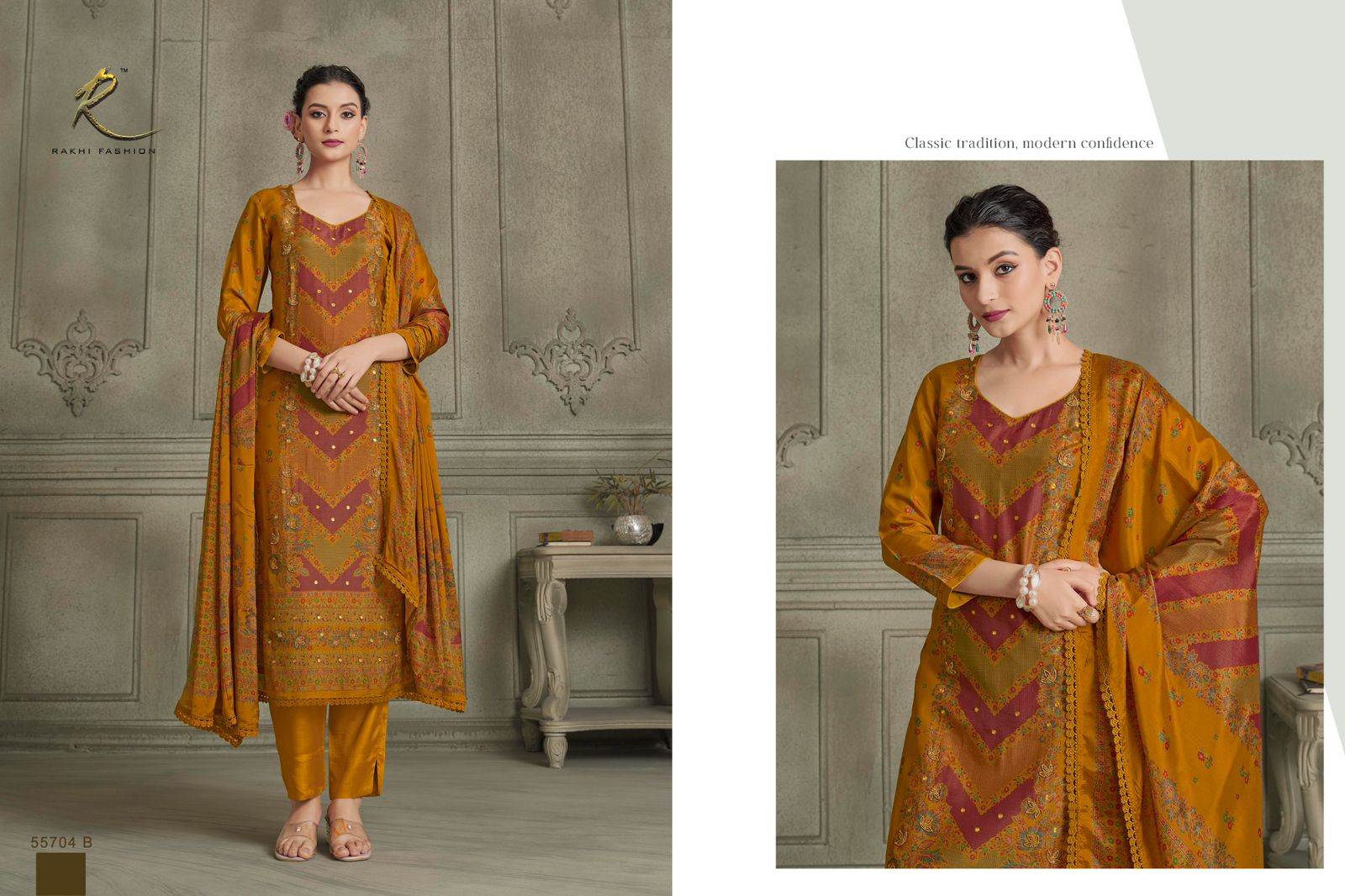 Parijat 55704 Rakhi Fashion Bemberg Pant Style Suits Manufacturer Gujarat