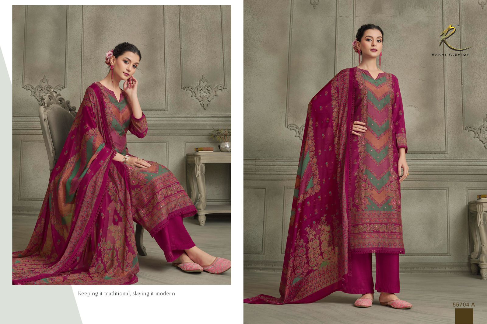 Parijat 55704 Rakhi Fashion Bemberg Pant Style Suits Manufacturer Gujarat