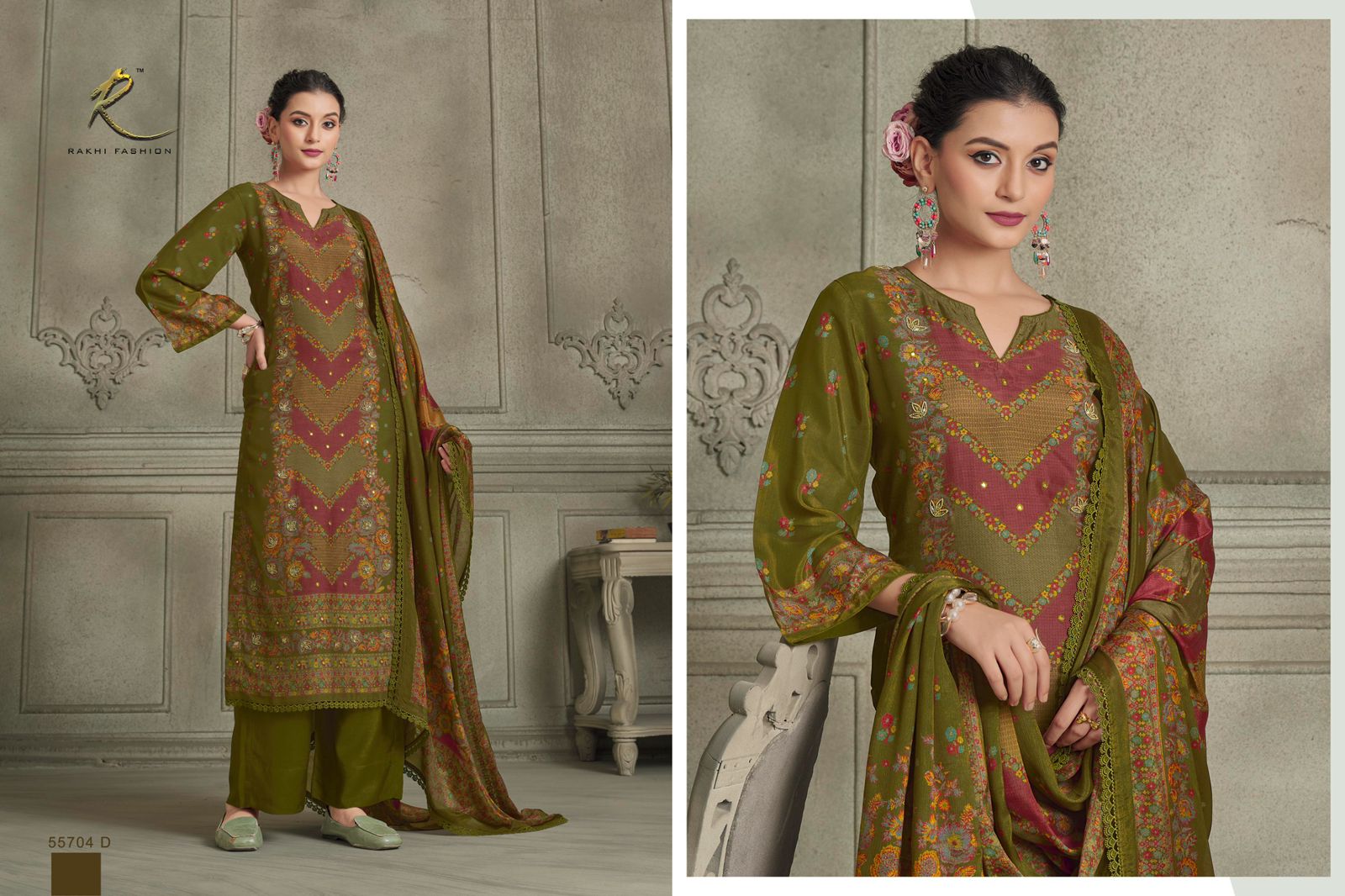 Parijat 55704 Rakhi Fashion Bemberg Pant Style Suits Manufacturer Gujarat