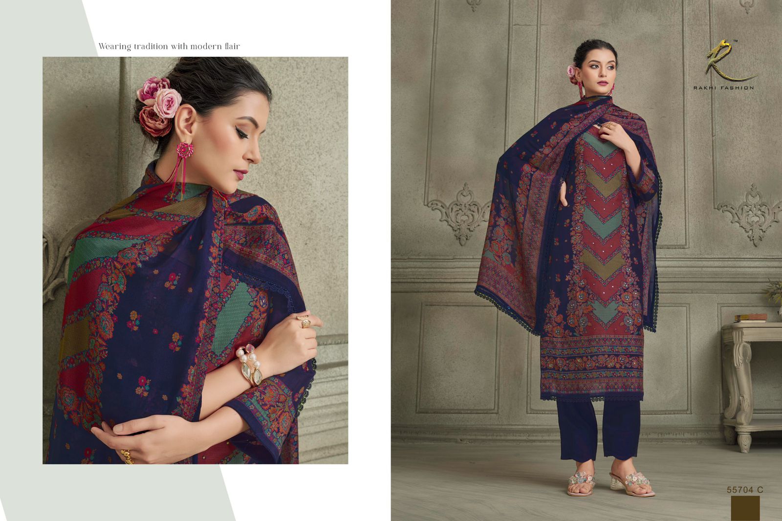 Parijat 55704 Rakhi Fashion Bemberg Pant Style Suits Manufacturer Gujarat