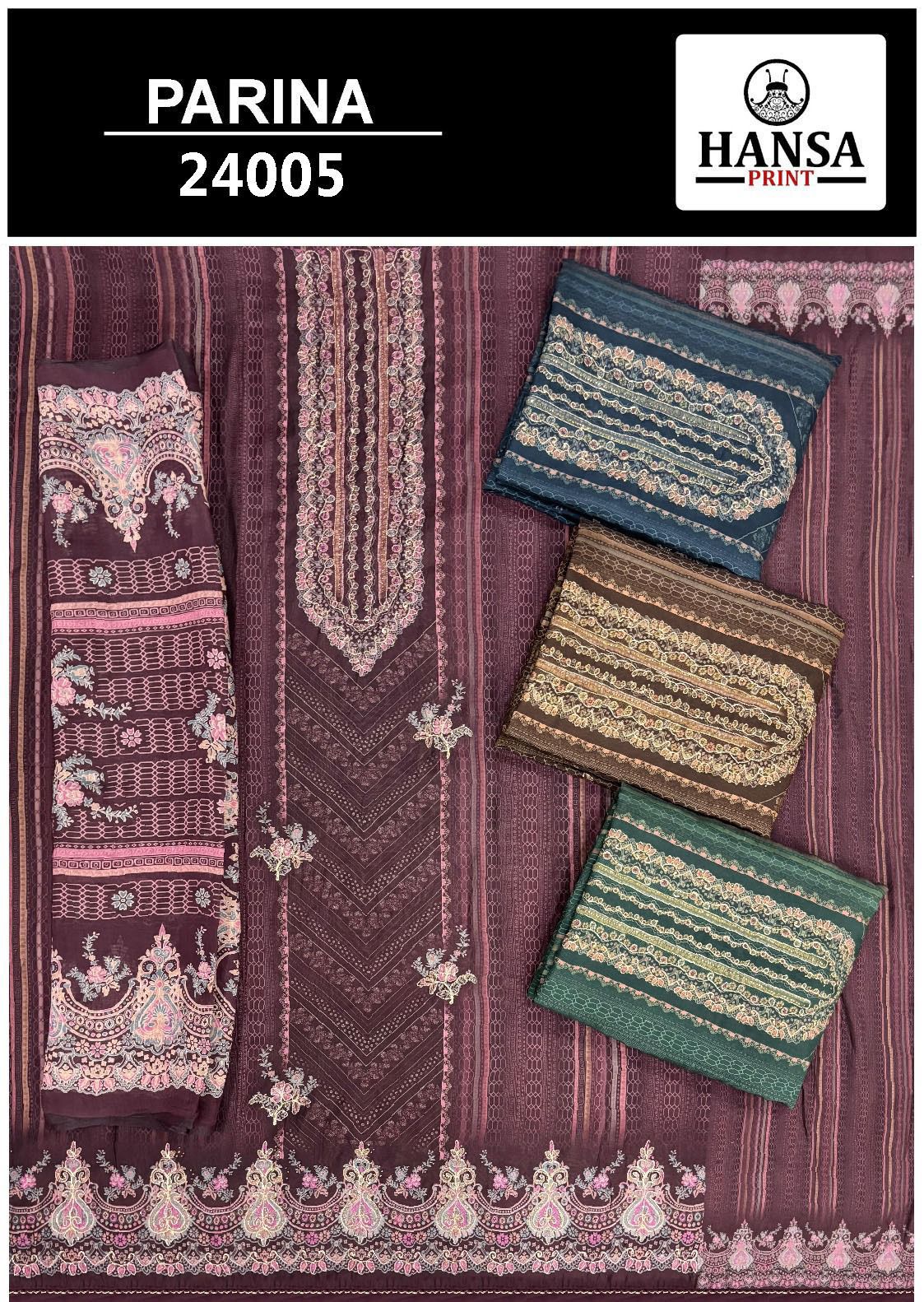 Parina Hansa Prints Muslin Salwar Suits Manufacturer India