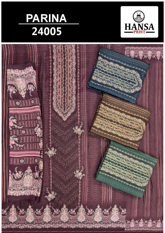 Parina Hansa Prints Muslin Salwar Suits Manufacturer India