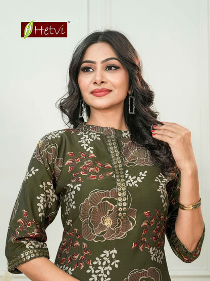 Parina Hetvi Vertican Knee Length Kurtis Wholesaler