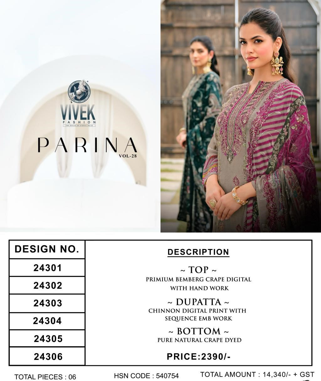 Parina Vol 28 Vivek Pant Style Suits Supplier India