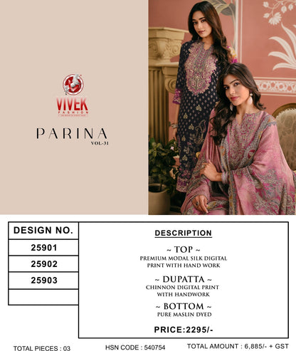 Parina Vol 31 Vivek Modal Silk Pant Style Suits Manufacturer India