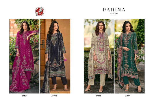 Parina Vol 32 Vivek Russian Silk Pant Style Suits Wholesale Rate