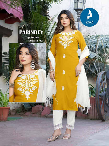 Parindey Kaya Reyon Readymade Pant Style Suits Exporter
