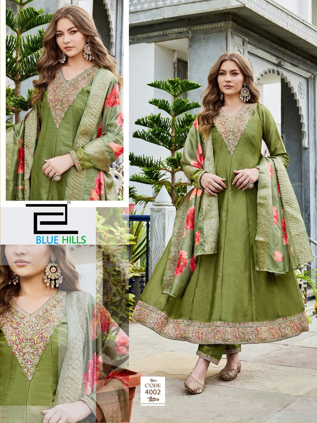 Parineeti Blue Hills Vichitra Readymade Anarkali Suits Wholesaler India