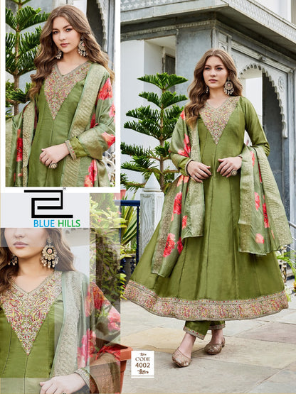 Parineeti Blue Hills Vichitra Readymade Anarkali Suits Wholesaler India