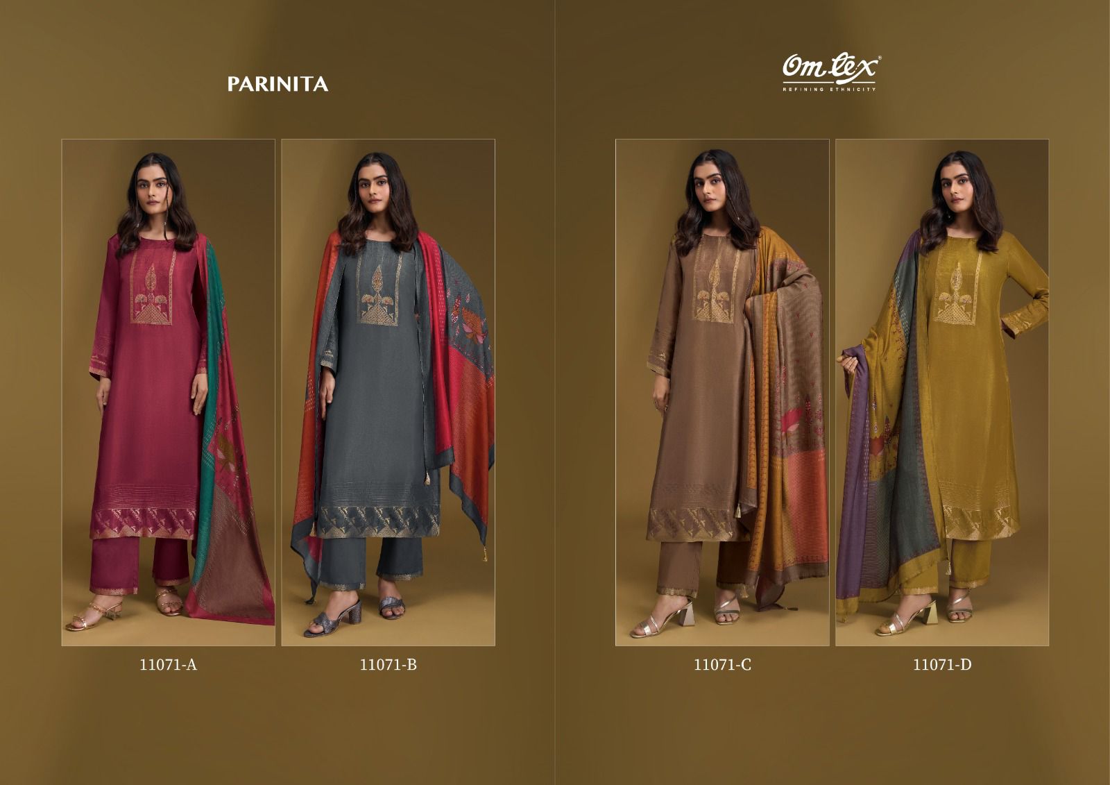 Parinita Omtex Russian Silk Pant Style Suits Supplier Gujarat