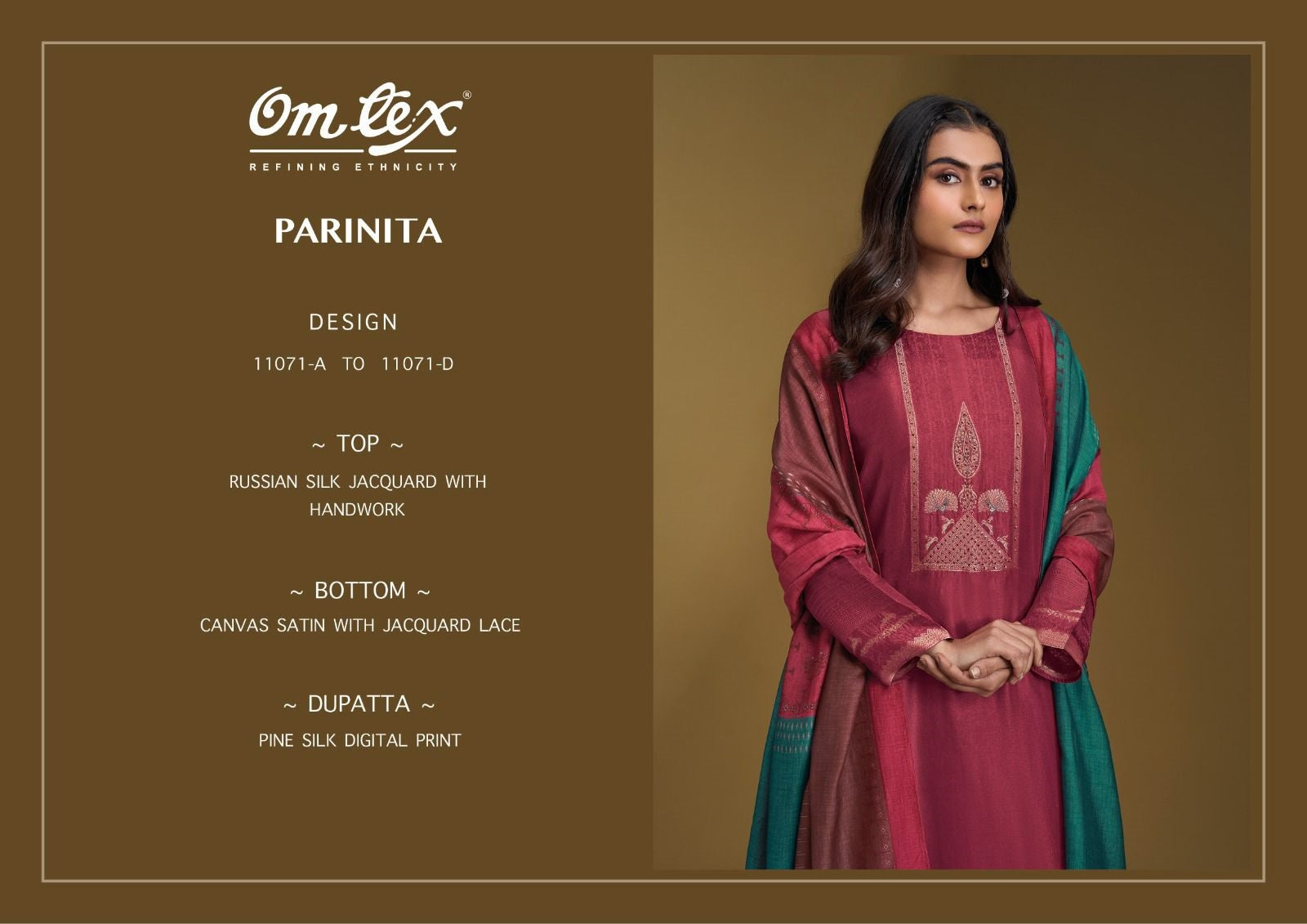 Parinita Omtex Russian Silk Pant Style Suits Supplier Gujarat