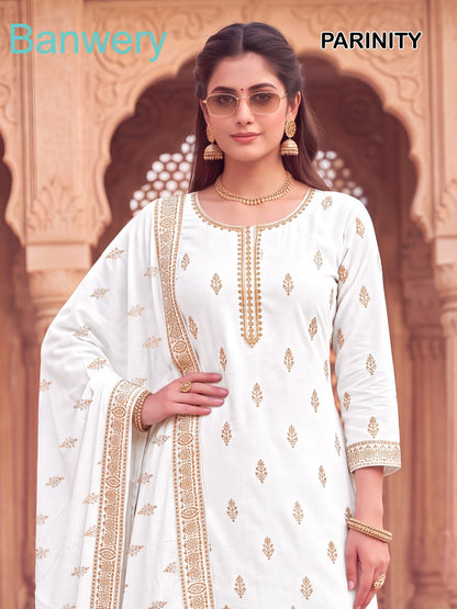 Parinity Banwery Rayon 14Kg Readymade Plazzo Style Suits Wholesale Rate