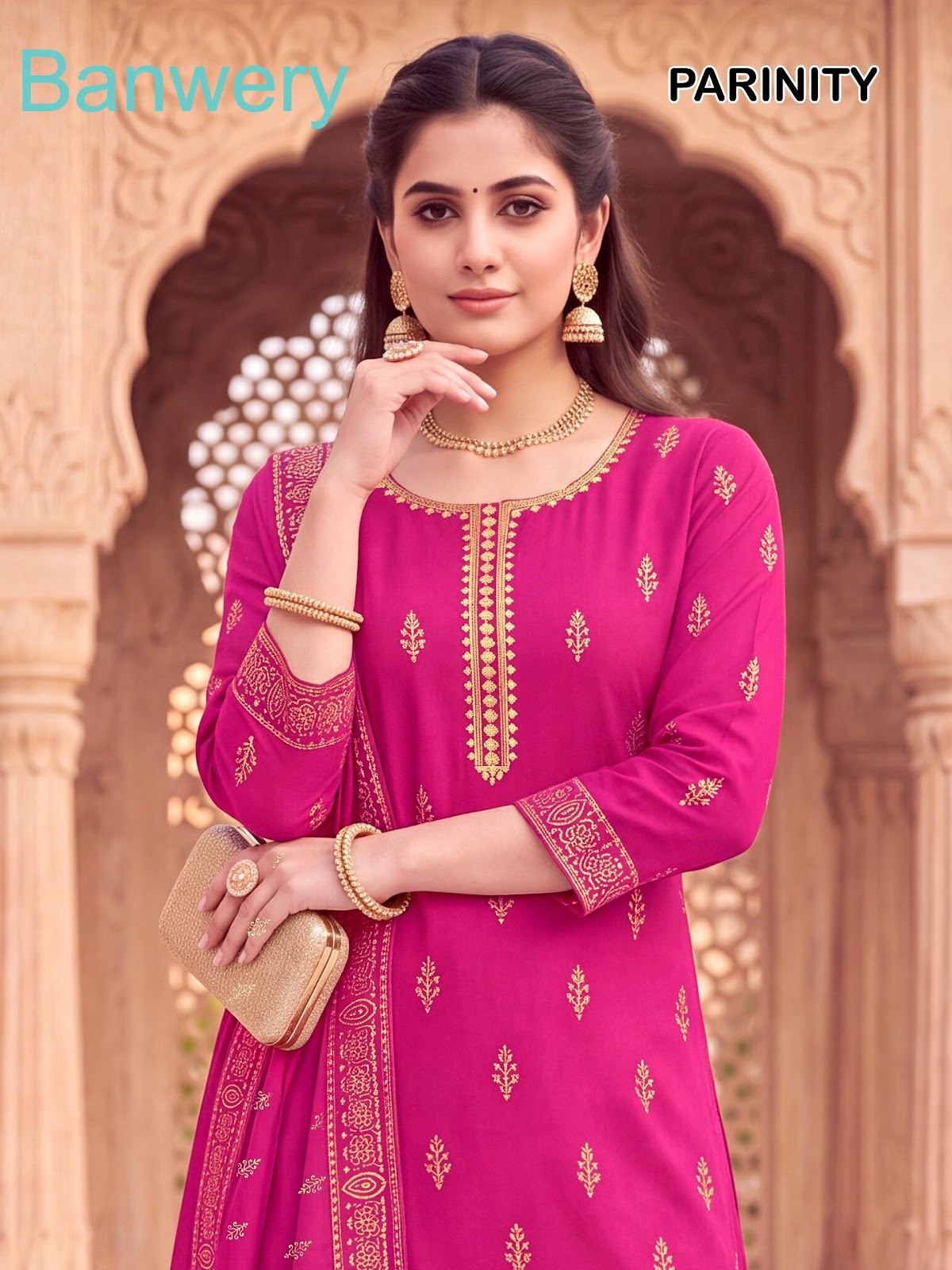 Parinity Banwery Rayon 14Kg Readymade Plazzo Style Suits Wholesale Rate