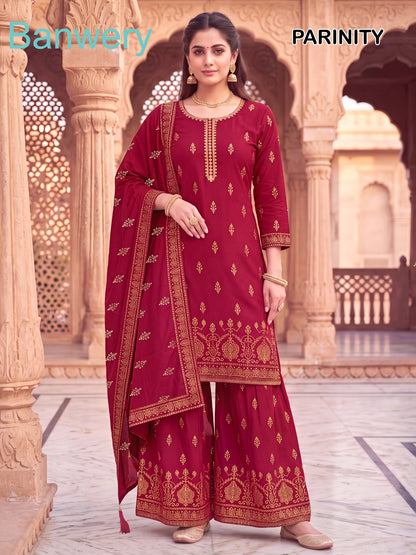 Parinity Banwery Rayon 14Kg Readymade Plazzo Style Suits Wholesale Rate