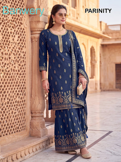 Parinity Banwery Rayon 14Kg Readymade Plazzo Style Suits Wholesale Rate