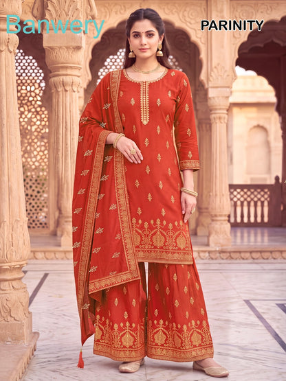 Parinity Banwery Rayon 14Kg Readymade Plazzo Style Suits Wholesale Rate