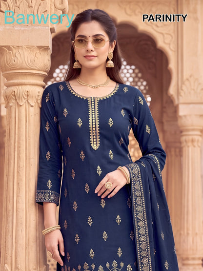 Parinity Banwery Rayon 14Kg Readymade Plazzo Style Suits Wholesale Rate