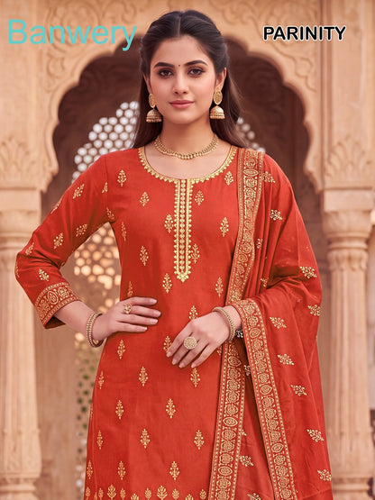 Parinity Banwery Rayon 14Kg Readymade Plazzo Style Suits Wholesale Rate