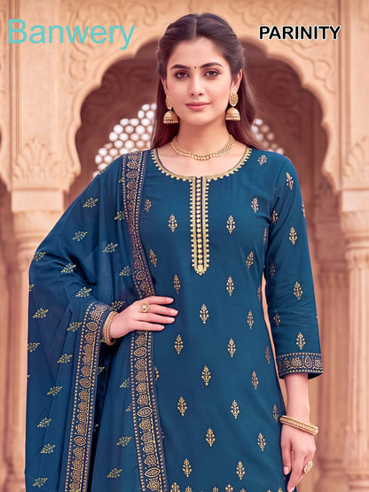 Parinity Banwery Rayon 14Kg Readymade Plazzo Style Suits Wholesale Rate