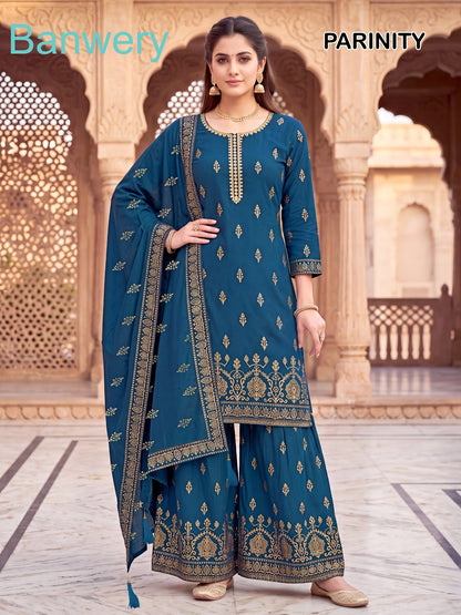 Parinity Banwery Rayon 14Kg Readymade Plazzo Style Suits Wholesale Rate