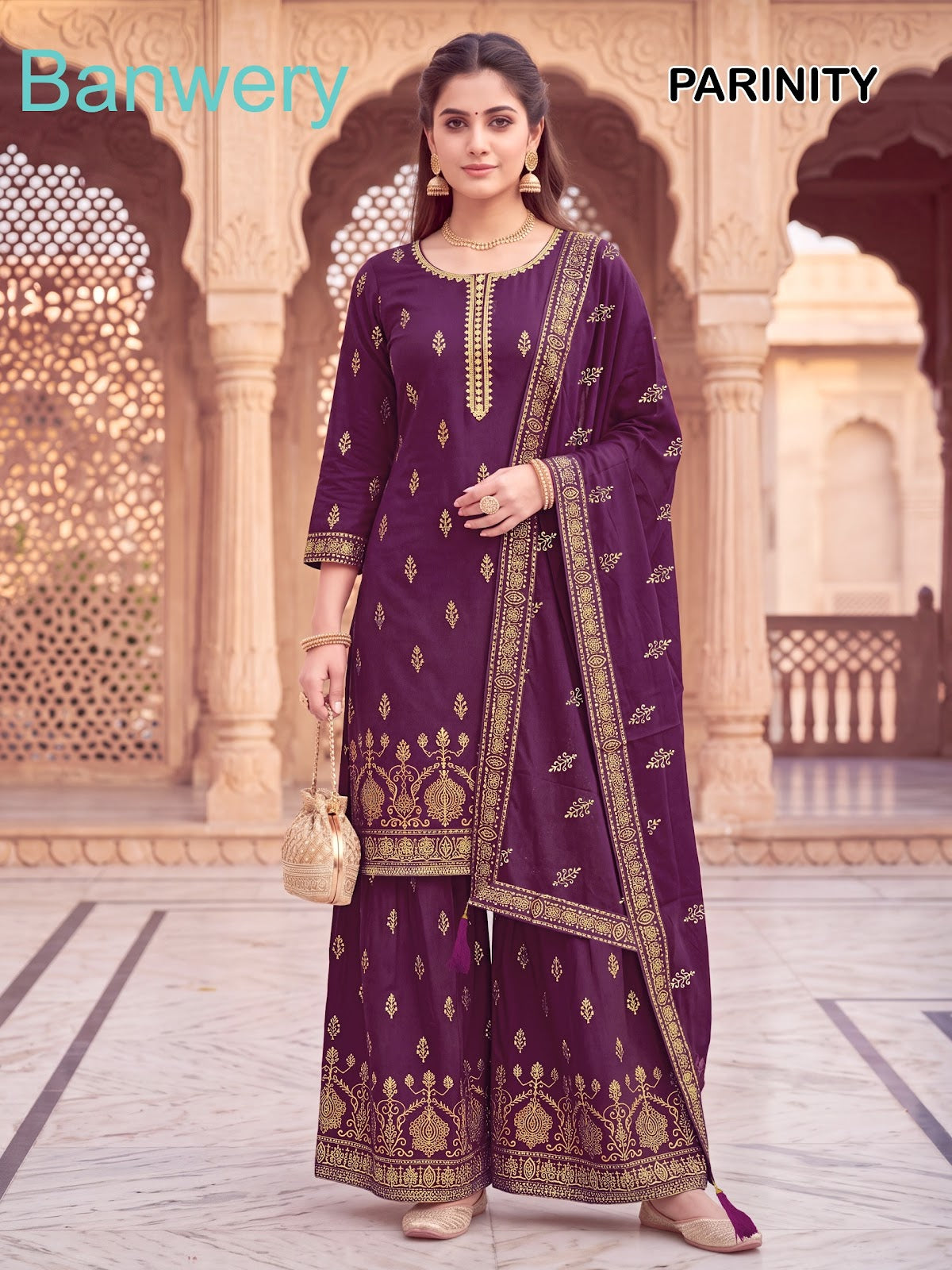Parinity Banwery Rayon 14Kg Readymade Plazzo Style Suits Wholesale Rate
