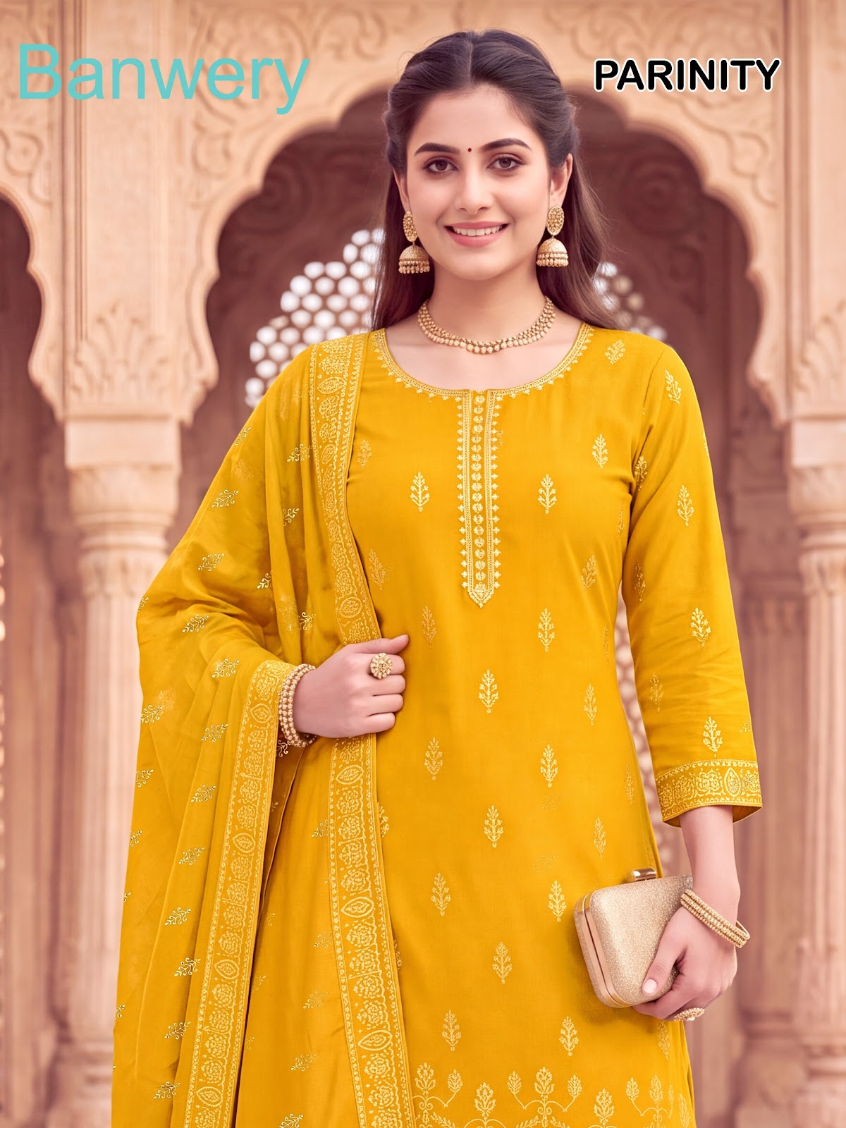 Parinity Banwery Rayon 14Kg Readymade Plazzo Style Suits Wholesale Rate