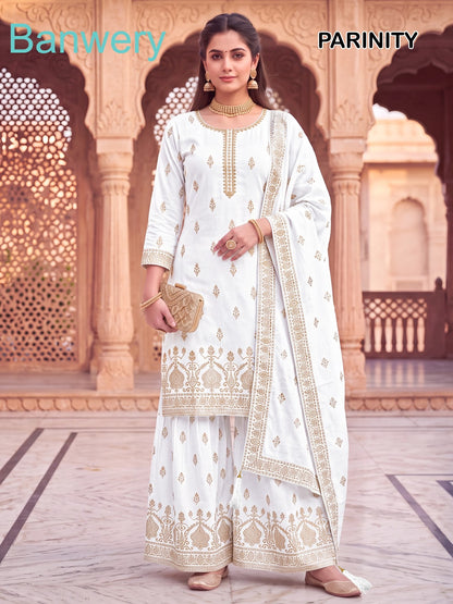 Parinity Banwery Rayon 14Kg Readymade Plazzo Style Suits Wholesale Rate