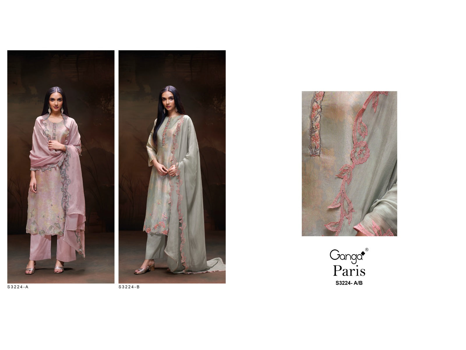 Paris 3224 Ganga Pure Bemberg Plazzo Style Suits Exporter Ahmedabad