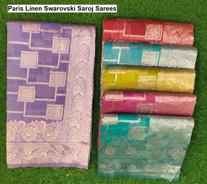 Paris Linen Swarovski Saroj Sarees Wholesale Price