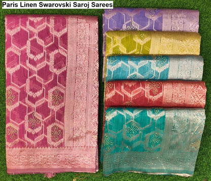 Paris Linen Swarovski Saroj Sarees Wholesale Price