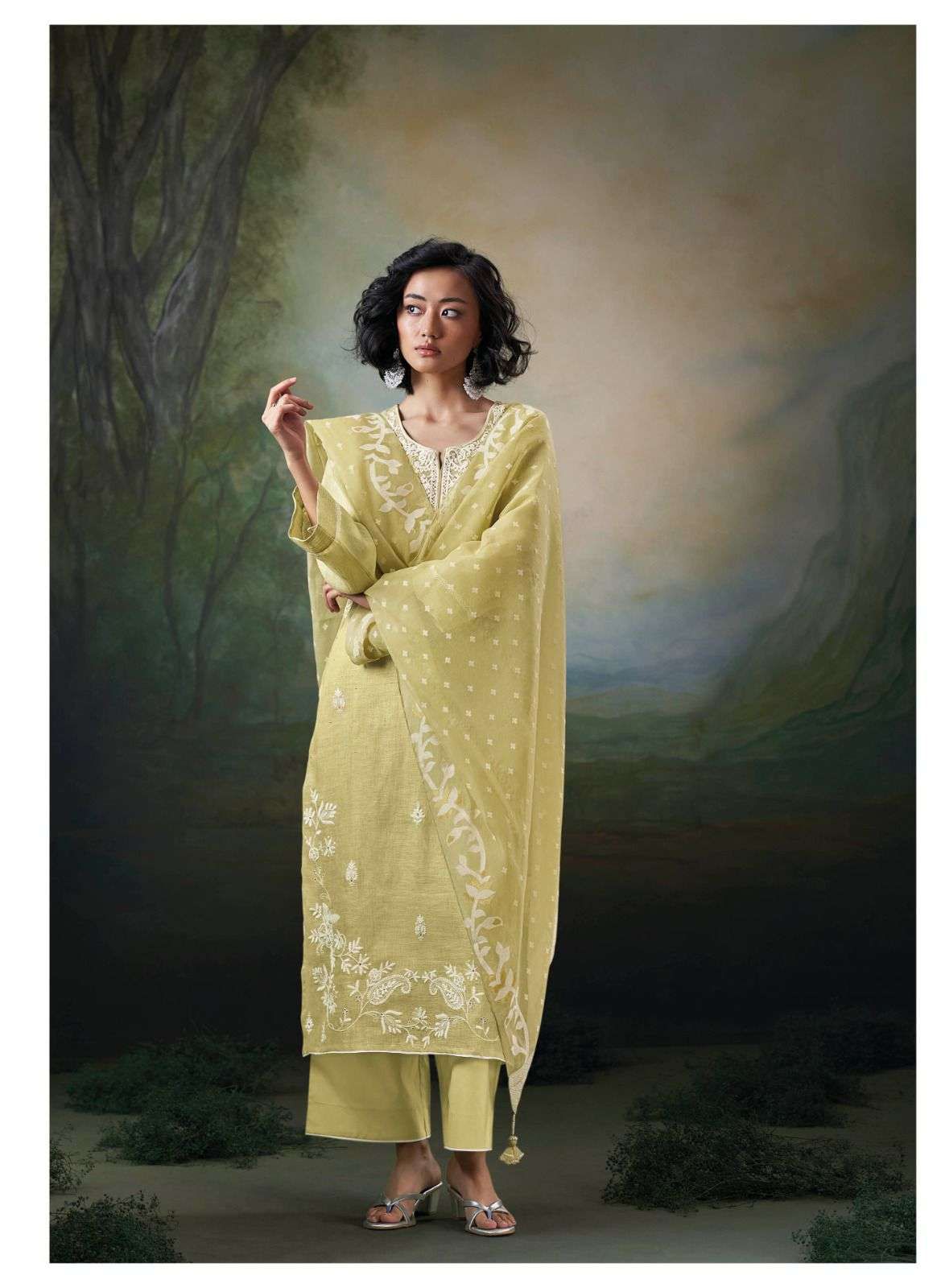 Parisa Ganga Linen Plazzo Style Suits Manufacturer