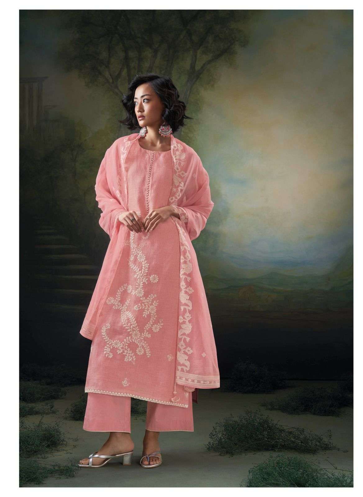 Parisa Ganga Linen Plazzo Style Suits Manufacturer