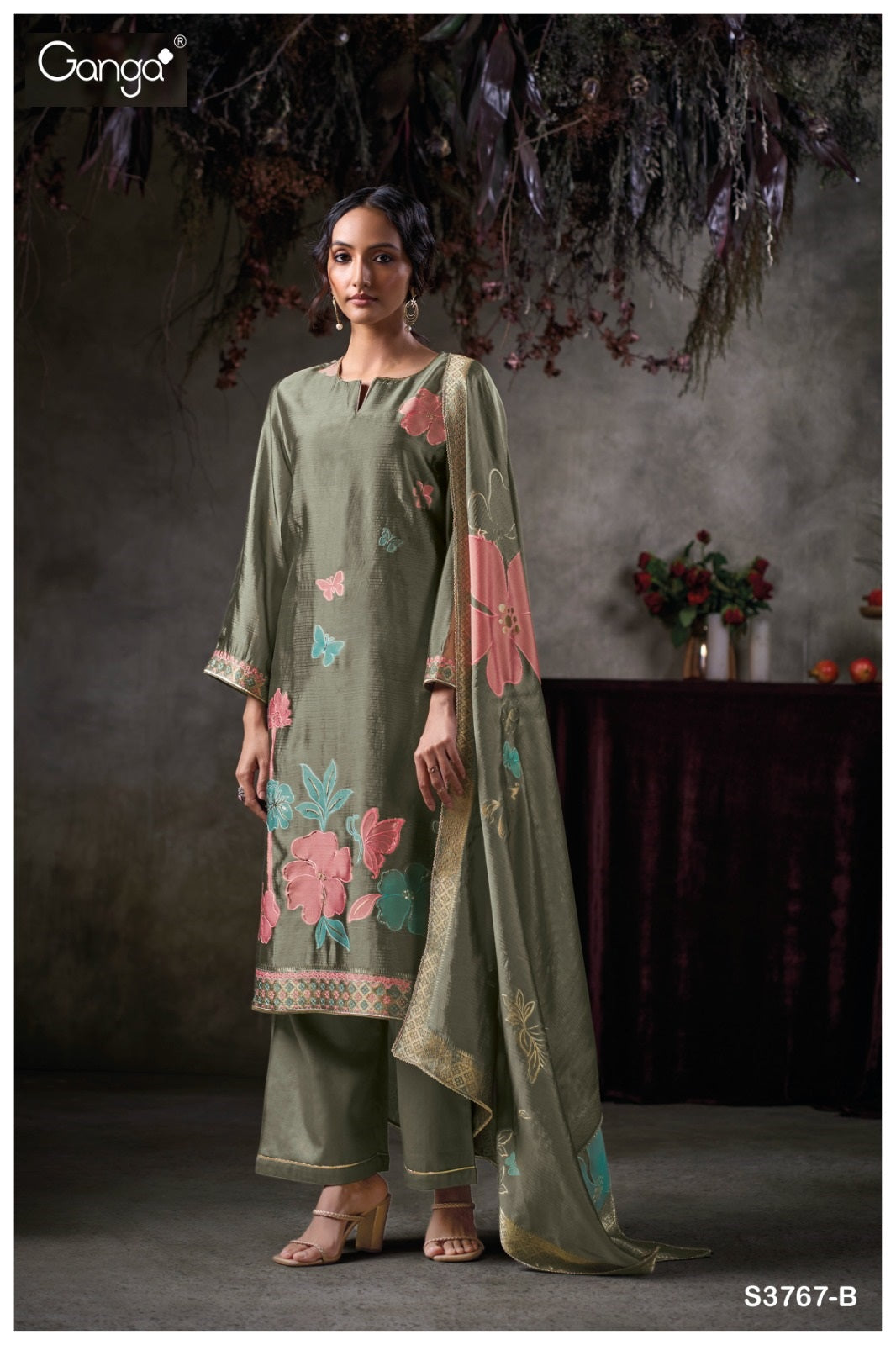 Parizel 3767 Ganga Premium Viscose Plazzo Style Suits Wholesaler Gujarat