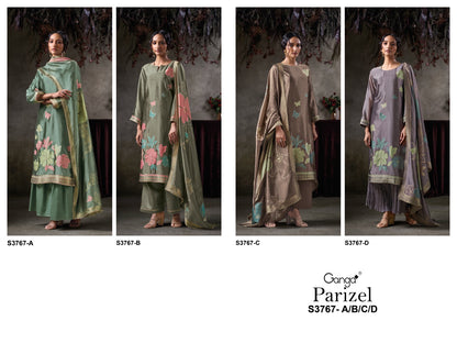 Parizel 3767 Ganga Premium Viscose Plazzo Style Suits Wholesaler Gujarat