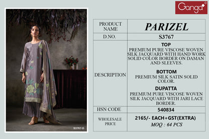 Parizel 3767 Ganga Premium Viscose Plazzo Style Suits Wholesaler Gujarat
