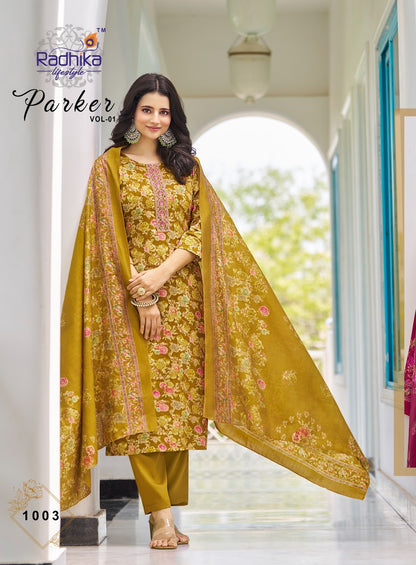 Parker Vol 1 Radhika Lifestyle Jam Satin Readymade Pant Style Suits Wholesale Price