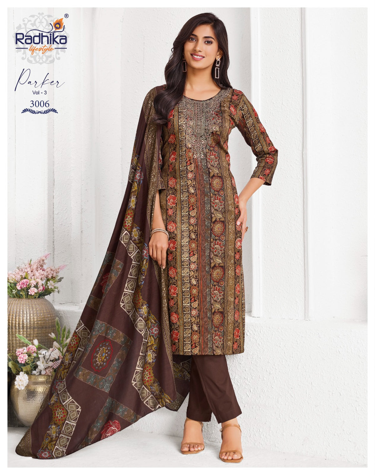 Parker Vol 3 Radhika Lifestyle Pure Jam Readymade Pant Style Suits Exporter Ahmedabad