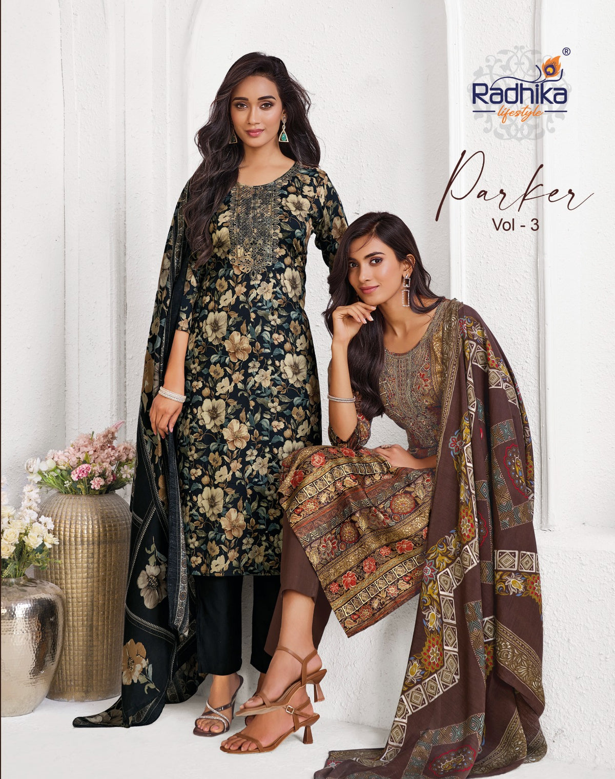 Parker Vol 3 Radhika Lifestyle Pure Jam Readymade Pant Style Suits Exporter Ahmedabad