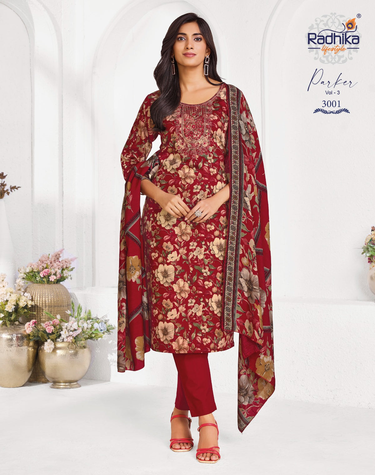 Parker Vol 3 Radhika Lifestyle Pure Jam Readymade Pant Style Suits Exporter Ahmedabad