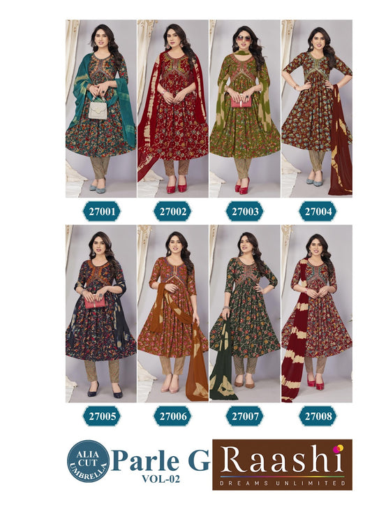 Parle G Vol 2 Alia Cut Raashi Capsule Readymade Pant Style Suits Supplier India